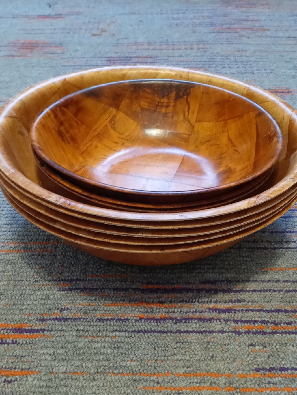 Handcrafted Wooden Dinner Bowls in Honey Brown - Set of 6